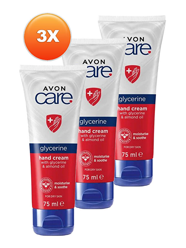 AVON Care Gliserin ve Badem Yağı İçeren El Kremi 75 Ml. Üçlü Set