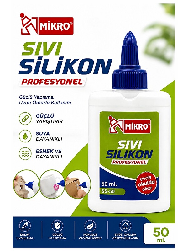 Artlantis Sıvı Silikon Yapıştırıcı 50 ml 1 Adet Mikro Silikon Yapıştırıcı Sıvı 50 gr Plastik Cam Mermer Kağıt