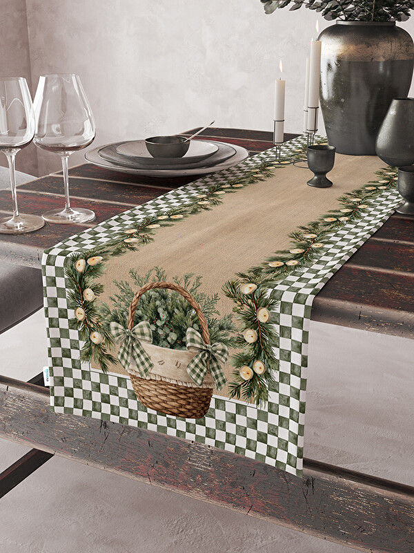 Evmila Kadife Dokulu Yılbaşı Temalı Runner 40x140 cm