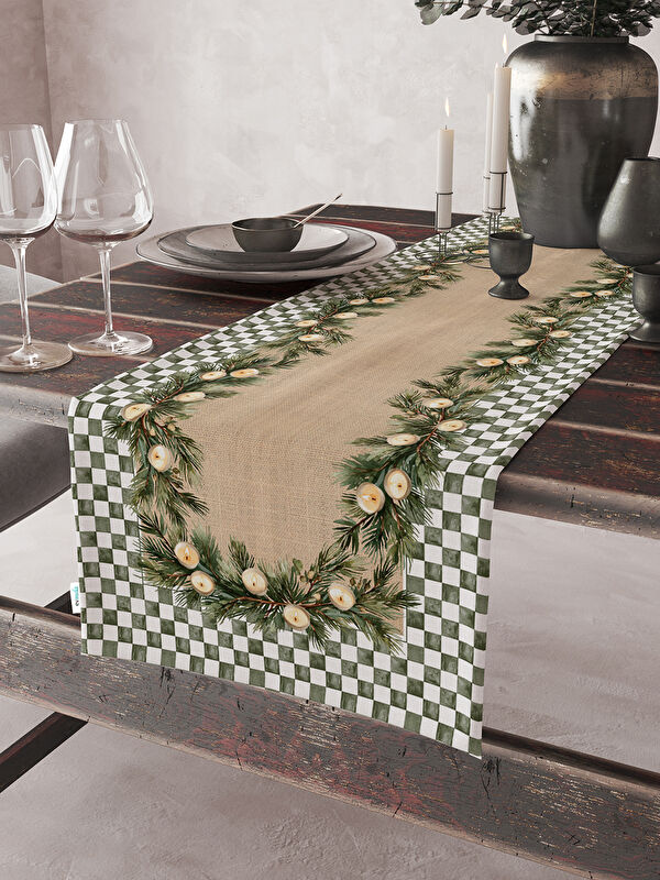 Evmila Kadife Dokulu Yılbaşı Temalı Runner 40x140 cm