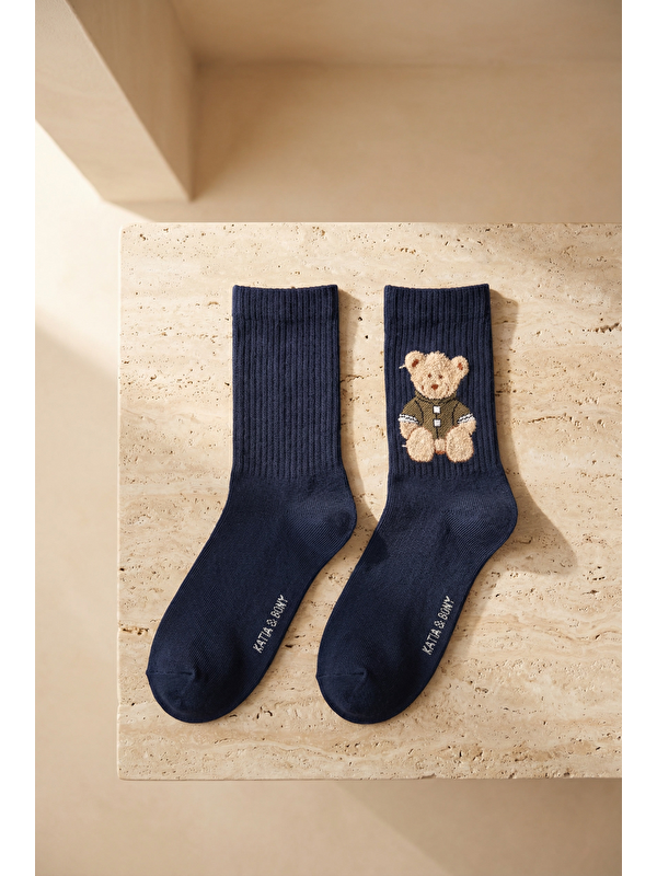 Katia And Bony Unisex Teddy Desenli Soket Çorap Lacivert