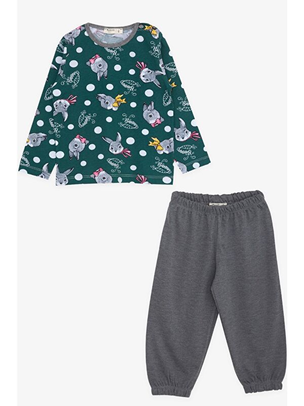 Breeze Kız Bebek Pijama Takımı Tavşancık Desenli Yeşil (9 Ay-1.5 Yaş)