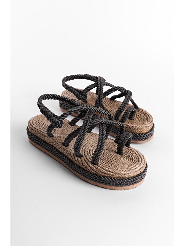 Dolgu Topuk İpli Kadın Sandalet - Görsel 2