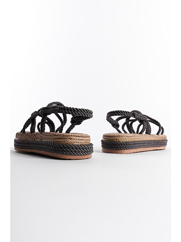 Dolgu Topuk İpli Kadın Sandalet - Görsel 4