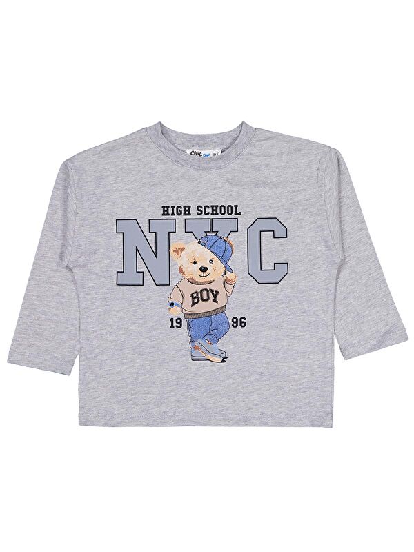 Civil Boys Nyc Ayı Baskılı 2-5 Yaş Sweatshirt - Gri