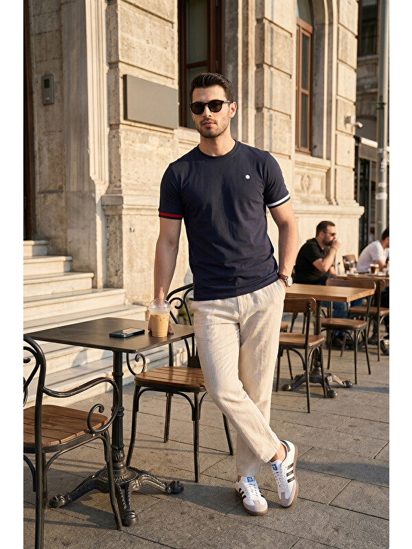 Buratti Bisiklet Yaka Kolları Renkli Şerit Detaylı T Shirt 5904060