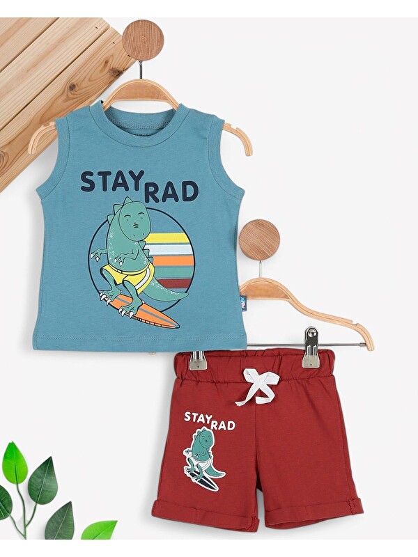 Ege Bebek Erkek Bebek Şortlu Yazlık %10 Pamuk Bebek Takımı