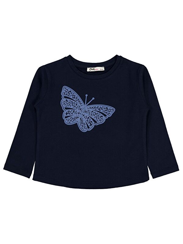 Civil Girls Kelebek Baskılı 2-5 Yaş Sweatshirt - Lacivert