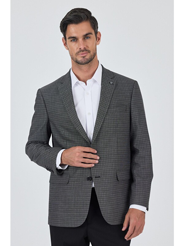İMZA Siyah Mono Yaka Bez Ayağı Tam Astar Esnek 4 Drop  Classic Blazer Ceket 1002250157