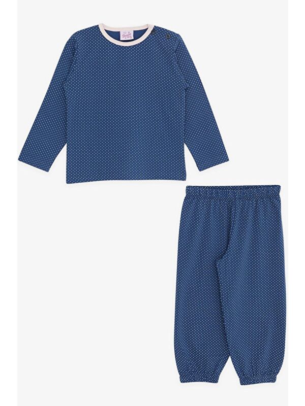 Breeze Kız Bebek Pijama Takımı Puantiye Desenli Lacivert (9 Ay-2 Yaş)
