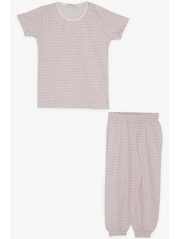 Breeze Kız Bebek Kısa Kollu Pijama Takımı Desenli Pembe (9 Ay-1 Yaş)