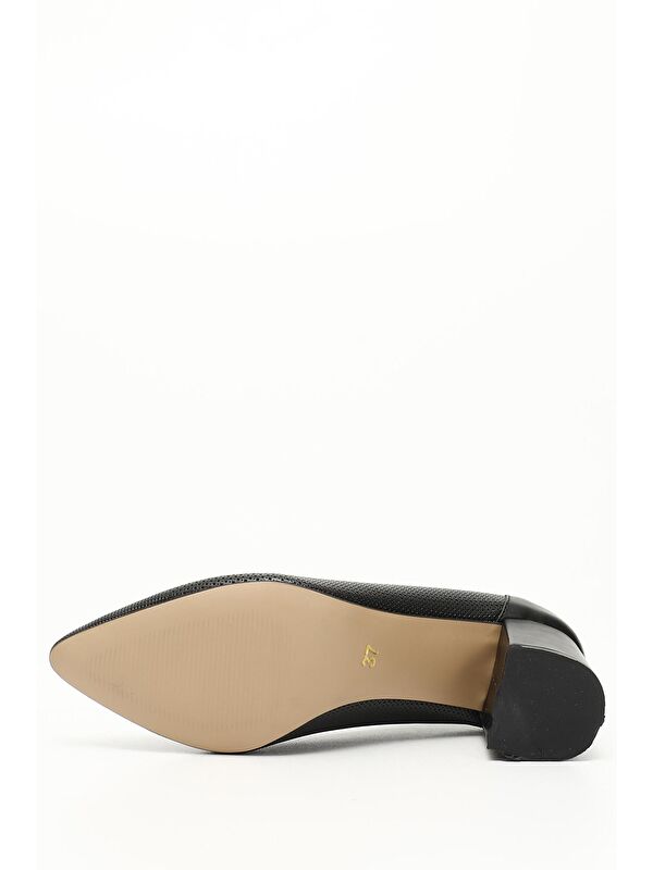 Gonderi(r) Mor Gonderi(r) Sivri Burun ZÜMRÜT-SİYAH Orta Kalın Topuklu Kadın Ayakkabı 38308