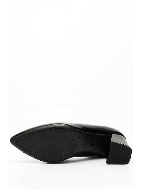 Gonderi(r) Kahverengi Gonderi(r) Hakiki Deri Kadın Sivri Burun Orta Kalın Topuklu Ayakkabı