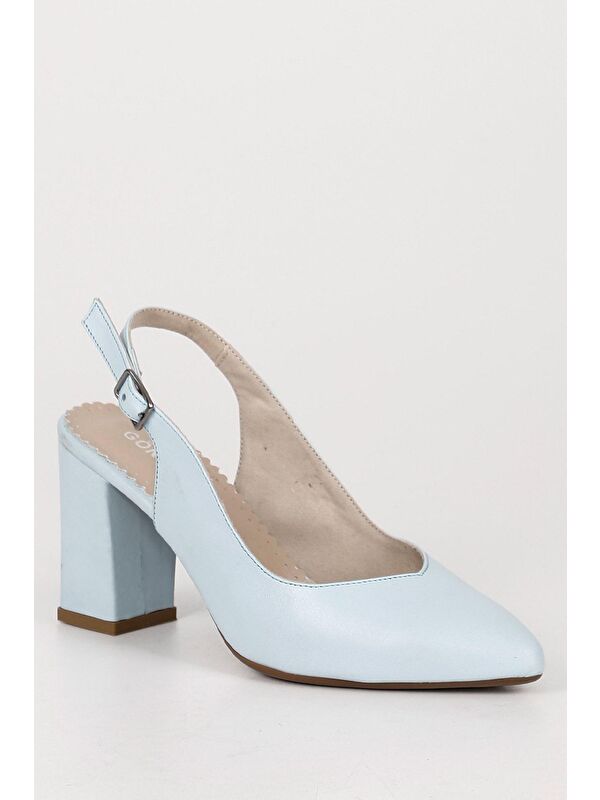 MAVİ Hakiki Deri Sivri Burun Yüksek Kalın Topuklu Arkası Açık Kadın Yazlık Ayakkabı 24174 - Görsel 7