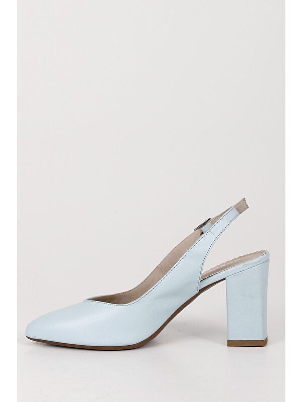 MAVİ Hakiki Deri Sivri Burun Yüksek Kalın Topuklu Arkası Açık Kadın Yazlık Ayakkabı 24174 - Görsel 8