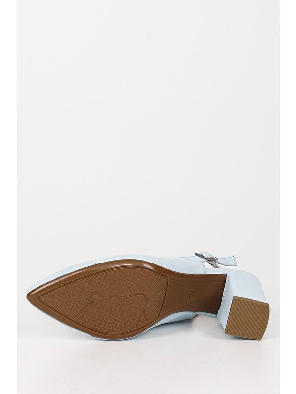 MAVİ Hakiki Deri Sivri Burun Yüksek Kalın Topuklu Arkası Açık Kadın Yazlık Ayakkabı 24174 - Görsel 9