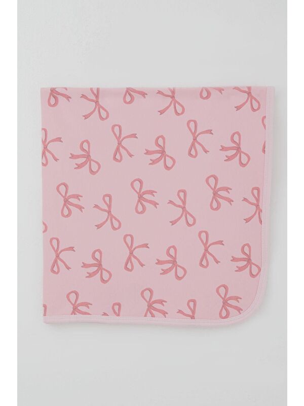 Breeze Yenidoğan Bebek Battaniyesi Fiyonk Desenli Pembe (78 X 88 Cm)