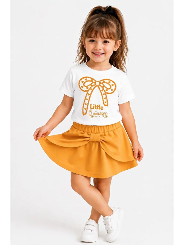 Myhanne Little Love Baskılı Şort Etekli Kız Çocuk Takım 30473