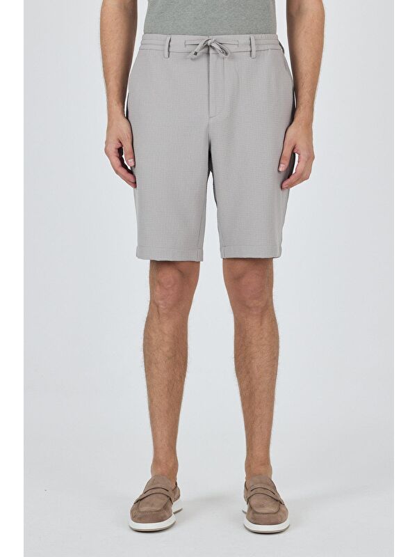 İMZA Gri Düz Esnek Gabardin Casual Şort 1016250150