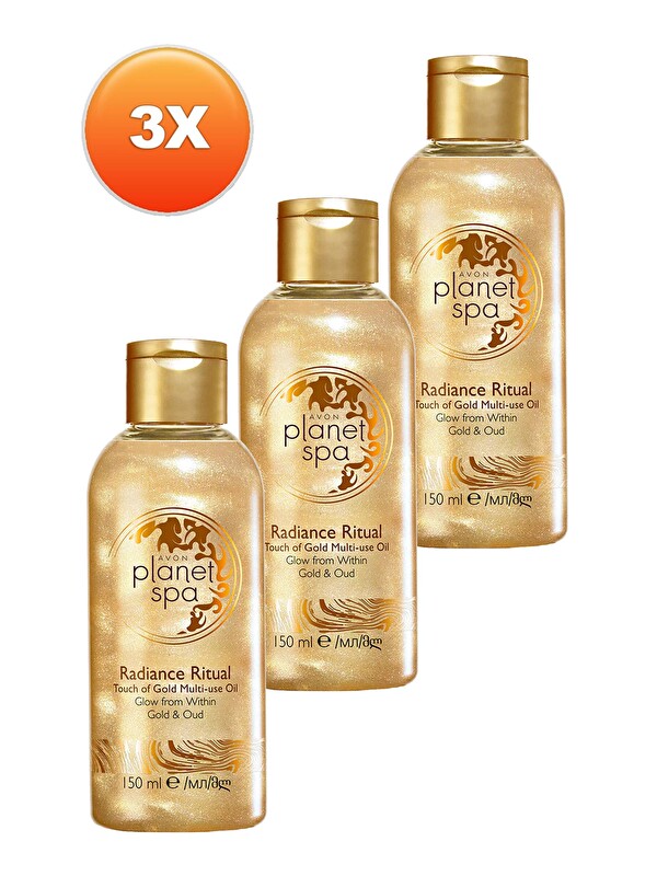 AVON Planet Spa Radiance Ritüel Dokunuş Altın Masaj Yağı 150 Ml. Üçlü Set