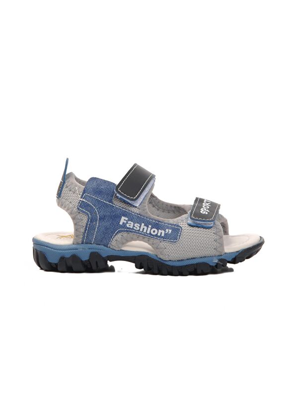 Ayakmod Lacivert-Mavi Cırtlı Ortopedik Erkek Çocuk Sandalet 24-410-P