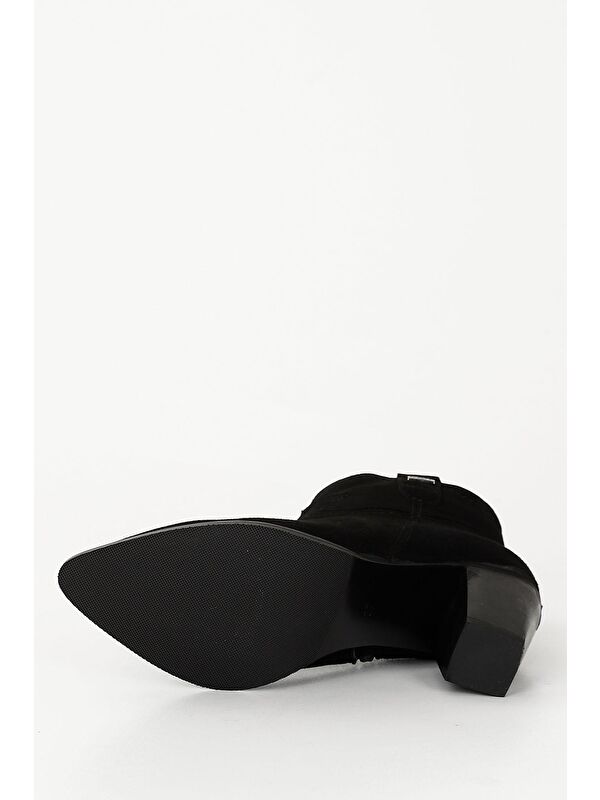 SİYAH Hakiki Deri Sivri Burun Topuklu Fermuarlı Kadın Günlük Bot 39499 - Görsel 8