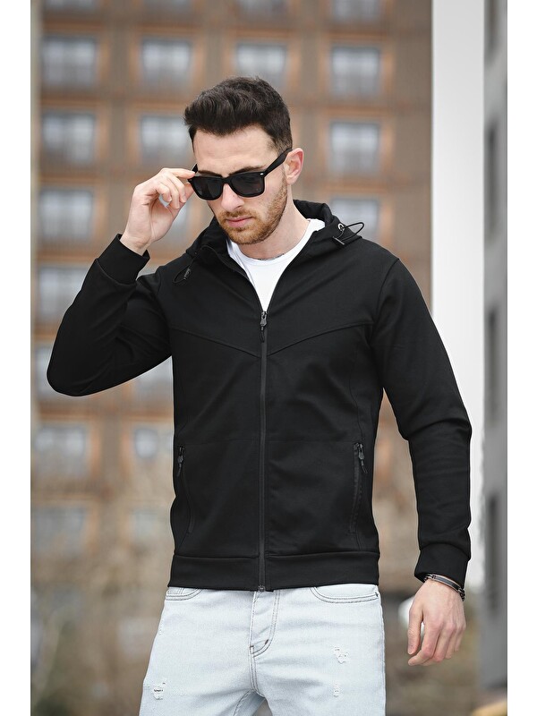 Oksit Chev Micro İnterlok Dik Yaka  Erkek Fermuarlı Sweatshirt Hırka