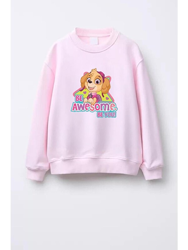 Monila Kız Çocuk Paw Patrol Baskılı 3 İplik Kumaş Pamuklu Sweatshirt