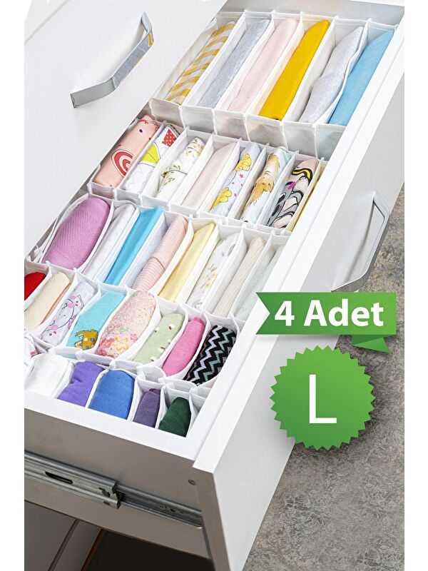 Meleni Home 4 Adet 8 Bölmeli Akordiyon Çekmece Ve Dolap Içi Düzenleyici 24x37x18 cm L