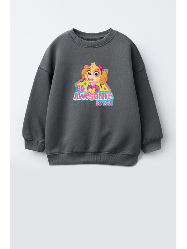 Monila Kız Çocuk Paw Patrol Baskılı 3 İplik Kumaş Pamuklu Sweatshirt