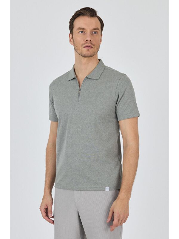 İMZA Koyu Yeşil Kısa Kol Düz Suprem Polo Yaka Cepsiz Pamuklu Casual Slim Fit Tişört 1011250164_700