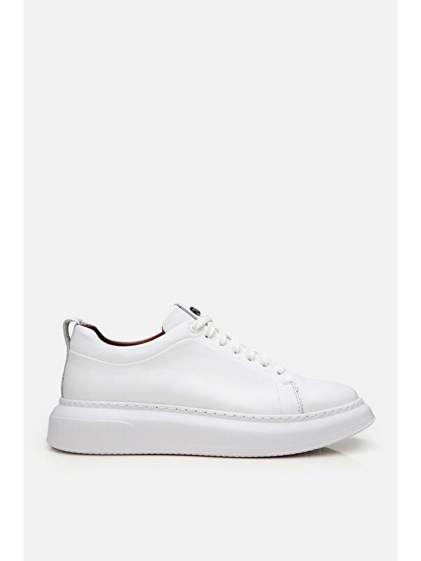 Erkek Deri Beyaz Hafif Tabanlı Spor Ayakkabı - Görsel 2