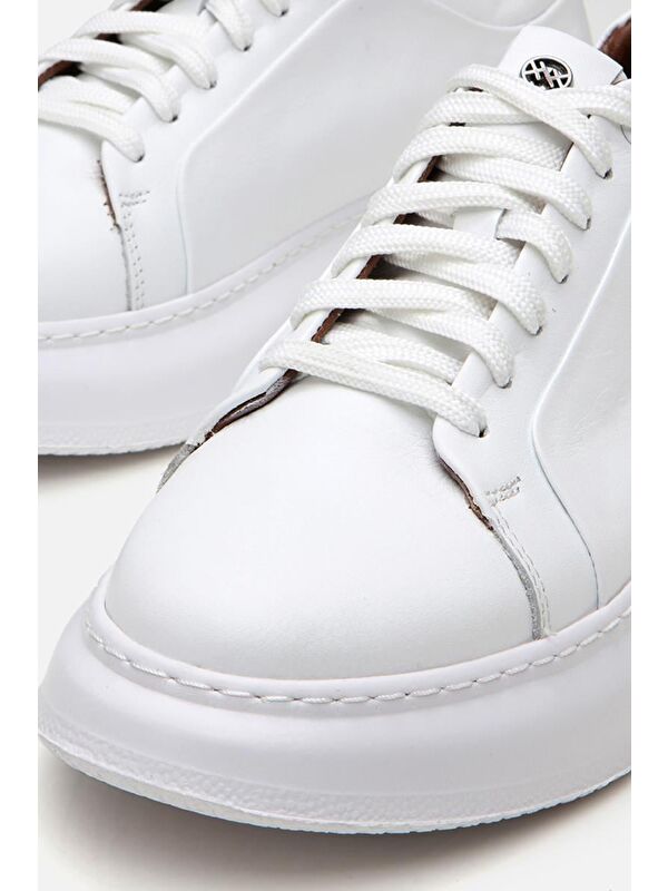 Erkek Deri Beyaz Hafif Tabanlı Spor Ayakkabı - Görsel 4