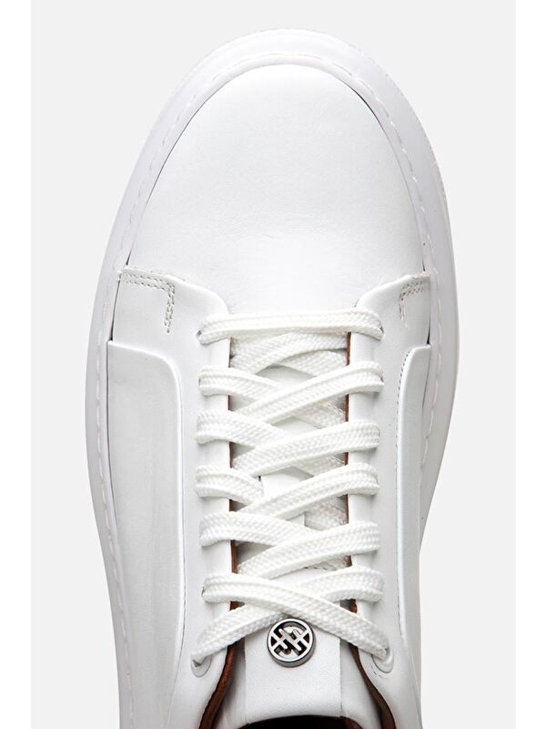 Erkek Deri Beyaz Hafif Tabanlı Spor Ayakkabı - Görsel 5