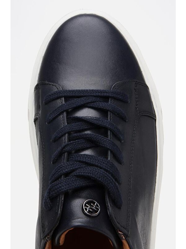 Erkek Deri Lacivert Hafif Tabanlı Spor Ayakkabı - Görsel 5