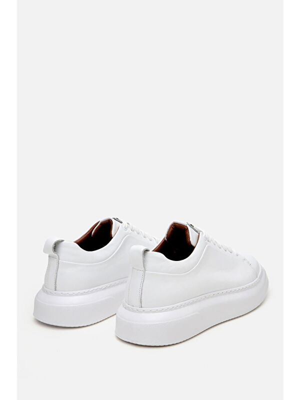 Erkek Deri Beyaz Hafif Tabanlı Spor Ayakkabı - Görsel 6