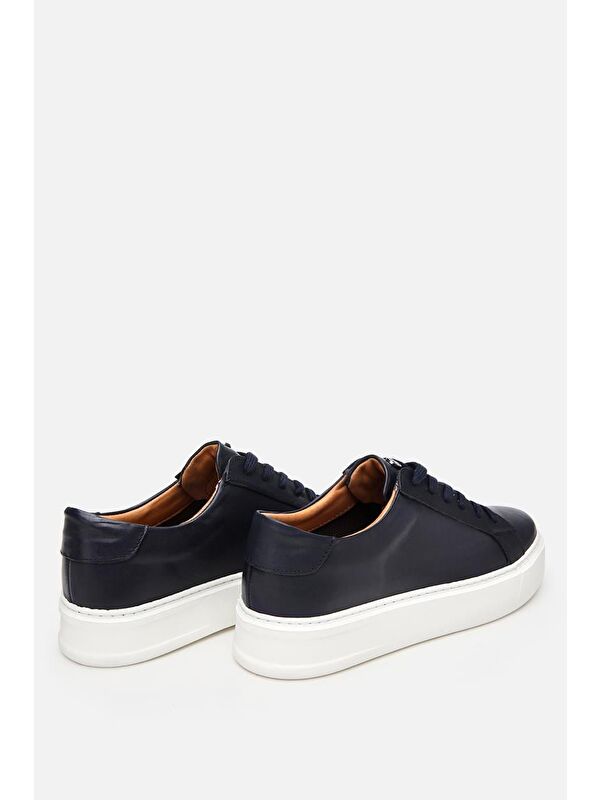 Erkek Deri Lacivert Hafif Tabanlı Spor Ayakkabı - Görsel 6