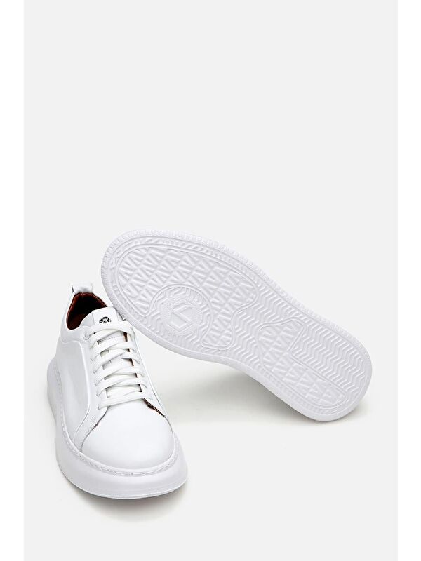 Erkek Deri Beyaz Hafif Tabanlı Spor Ayakkabı - Görsel 7