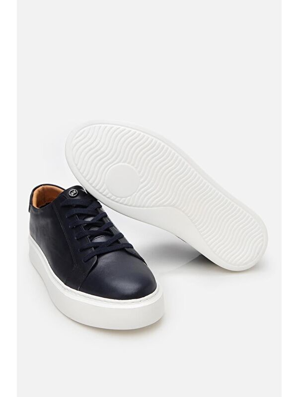 Erkek Deri Lacivert Hafif Tabanlı Spor Ayakkabı - Görsel 7