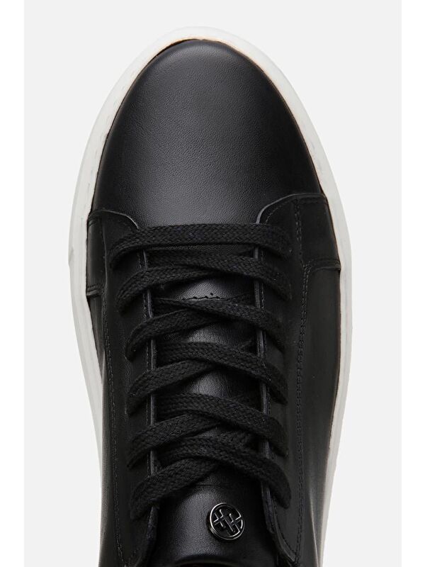 Erkek Deri Siyah Hafif Tabanlı Spor Ayakkabı - Görsel 5