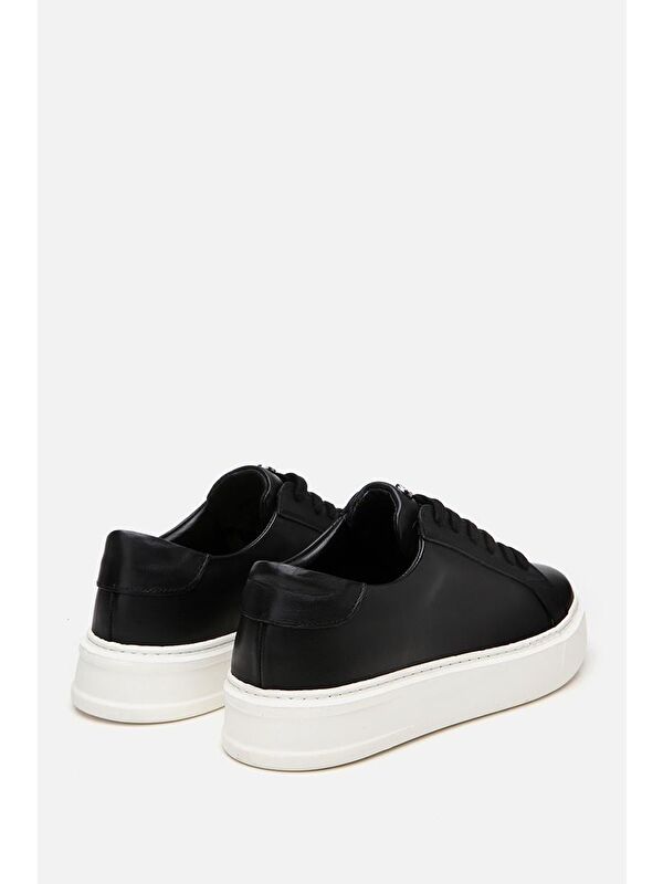 Erkek Deri Siyah Hafif Tabanlı Spor Ayakkabı - Görsel 6