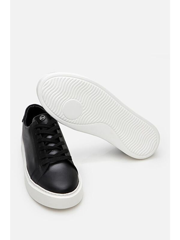 Erkek Deri Siyah Hafif Tabanlı Spor Ayakkabı - Görsel 7