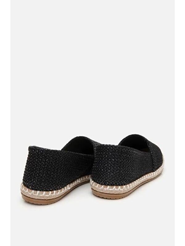 Kadın Siyah Çizgili Hasır Detaylı Espadril - Görsel 10