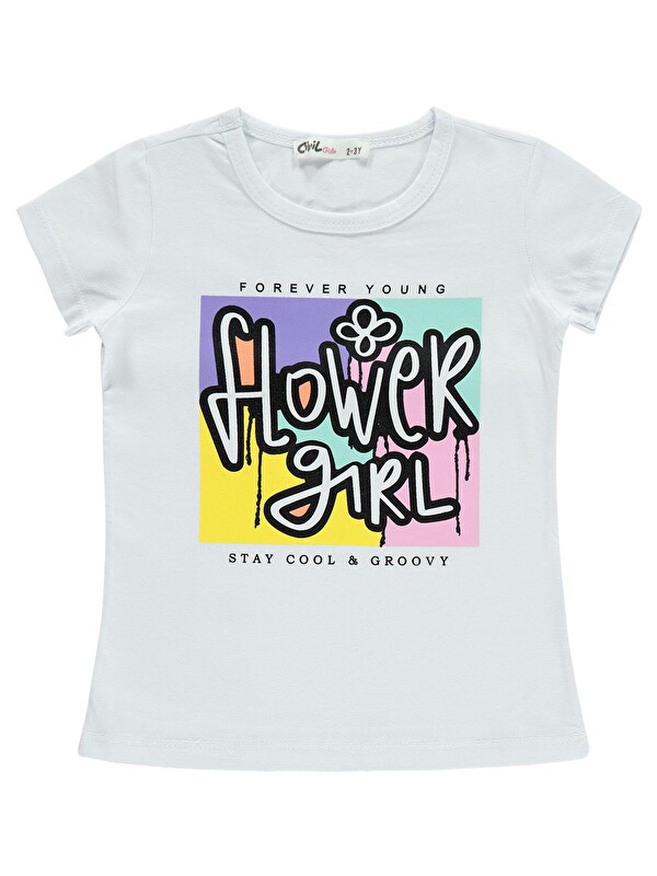 Civil Girls Kız Çocuk Tişört 2-5 Yaş Beyaz