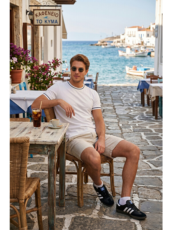 Buratti Pamuklu Bisiklet Yaka Kontrast Şeritli T Shirt 5904034