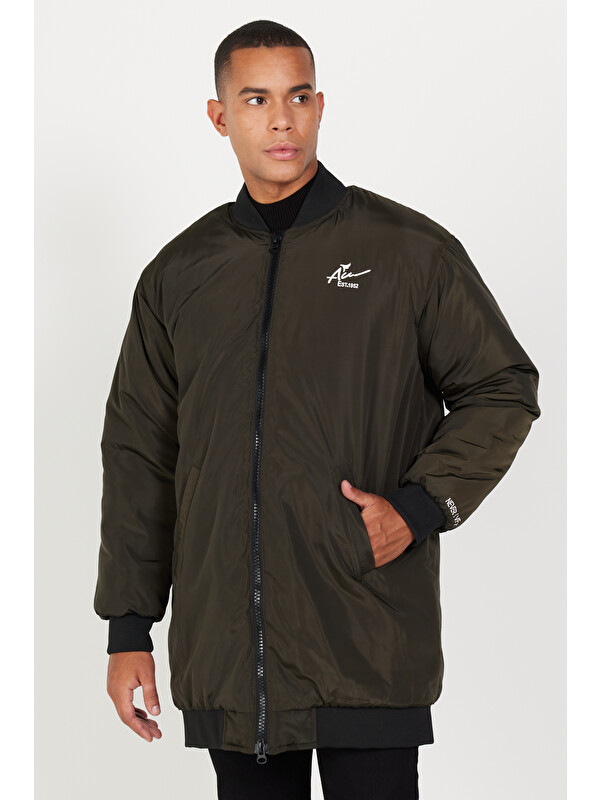 AC&Co / Altınyıldız Classics Erkek Haki Oversize Geniş Kesim Kolej Yaka Mont