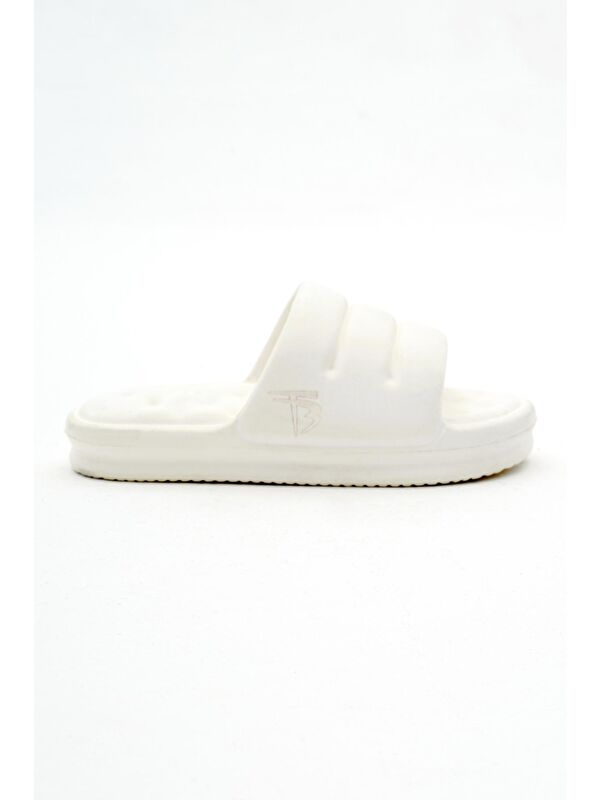 Kadın Beyaz Rahat Kalıp Dilimli Model Önü Açık Eva Terlik - Görsel 3