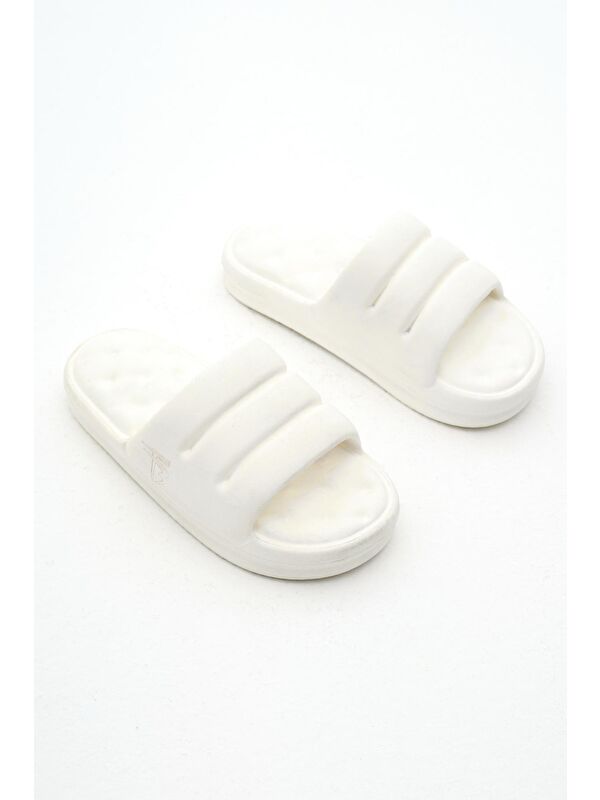 Kadın Beyaz Rahat Kalıp Dilimli Model Önü Açık Eva Terlik - Görsel 5