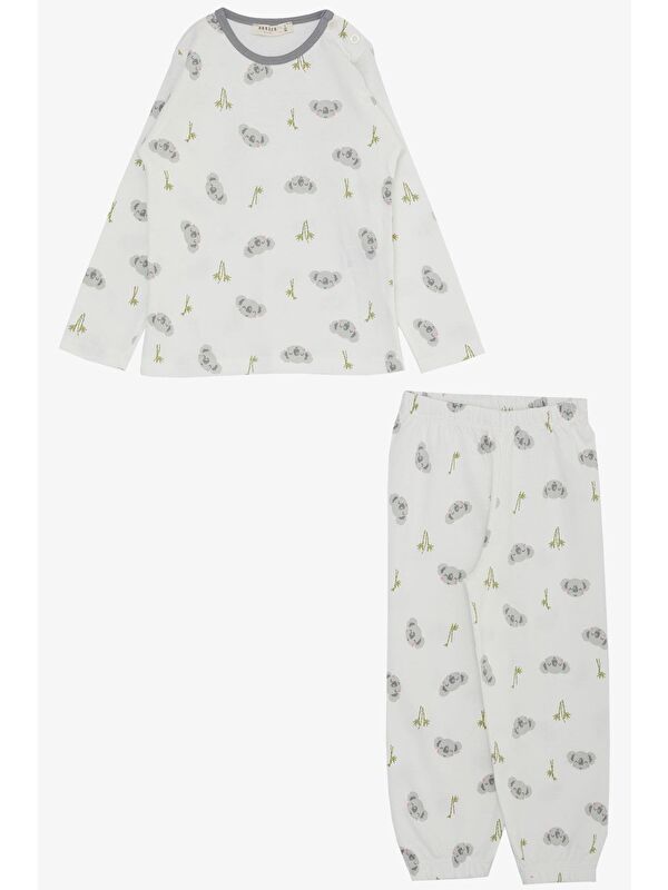 Breeze Kız Bebek Pijama Takımı Sevimli Koala Desenli Ekru (9 Ay)