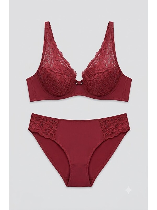 C&City Dolgusuz Sütyen Takım C14156 Bordo